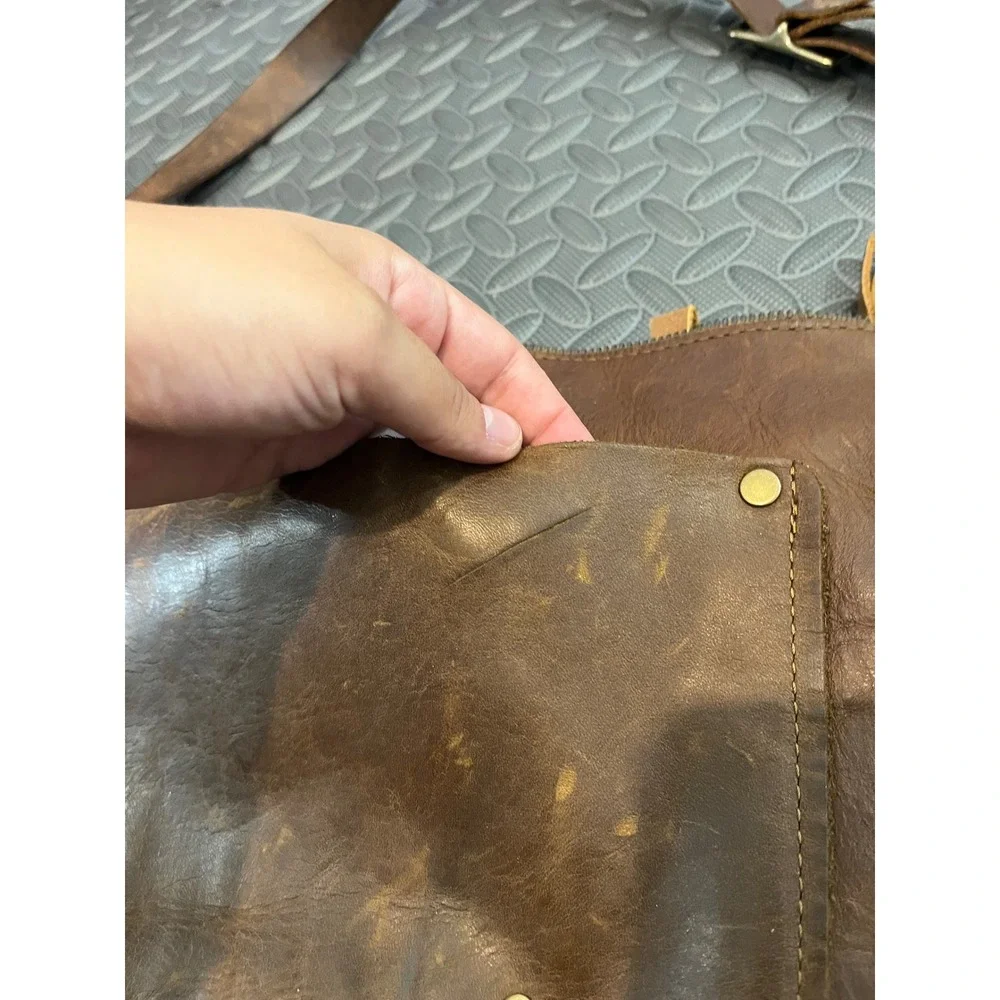 In Blue Handmade Leather Crossbody Bag Purse Brown Distressed Zip Shoulder